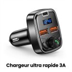 Transmetteur fmadaptateur bluetooth voitureradio lecteur de musique mp32 ports usb 5v / 3a - qc3. 0 + ...