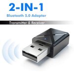 Transmetteur et r�cepteur bluetooth 5. 0 adaptateur audio 35 mm sans fil 2 en 1 faible latence aptx pour ...
