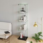 Transparent vitrine avec lampe sur pied vitrine avec 4 niveaux verre tremp� miroir noir 39x35x163 pour ...