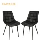 Trayante chaise lot de 2 chaises de salle � manger avec dossier noir