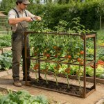 Treillis en bois de pin pour tomates - 5 emplacements pour plantes grimpantes couche r�glable avec piquets ...