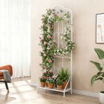 Treillis jardin m�tal avec �tag�re pliable - relax4life - dispositif anti - basculement - support pour ...