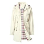 Trench coat femme � capuche amovible veste imperm�able longue coupe - vent zipp� mi saison couleur unie ...