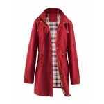 Trench coat femme � capuche amovible veste imperm�able longue coupe - vent zipp� mi saison couleur unie ...