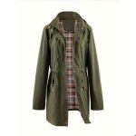 Trench coat femme � capuche amovible veste imperm�able longue coupe - vent zipp� mi saison couleur unie ...