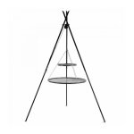 Tr�pied de cuisson deux plaques � r�tir suspendues acier naturel cookking 111446