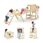 Triangle descalade costway 7 en 1 : toboggan tour dapprentissage ensemble table et chaise . . . pour ...