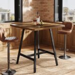 Tribesigns table de bar79x79x90 cmtable � manger industriel avec cadre m�tallique pour cuisinesalonmarron ...