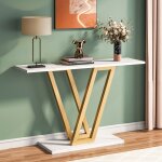 Tribesigns table console110�30�80 cmconsole dentr�e de couloir moderne avec cadre en m�tal stableblanc ...