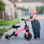 Tricycle 2 en 1 - errolves - rose - poids supportant 15 kg - pour enfants de 18 mois � 4 ans - 3 roues ...