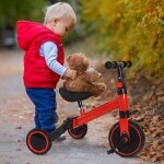 Tricycle pour enfant 2 en 1 goldcmn - guidon ajustable - rouge