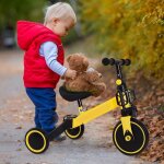 Tricycle pour enfants deux en un sans poign�e de pouss�e - viyiduo - jaune - 3 roues - mixte - int�rieur ...