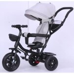 Tricycle enfent 4 en 1 tricycle volutif multifonctionnelle avec rtroviseur  cloche gris