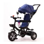 Tricycle �volutif pour b�b� ton - bleu fonc� - 4 en 1 - roues silencieuses