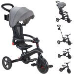 Tricycle �volutif - globber - 4 - en1 deluxe - 10 mois � 5 ans - gris / noir