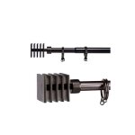 Tringle à rideaux - wadiga - métal noir - extensible 120 à 210cm - style industriel - 20 anneaux Tringle à rideaux - wadiga - métal noir - extensible 120 à 210cm - style industriel - 20 anneaux