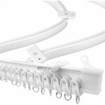 Tringle � rideau flexible 5 m�tres en pvc durable ? syst�me sans per�age ? 30 galets et 15 supports de ...