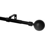 Tringle � rideau - r�glable 76 - 200 cm - m�tal noir - embout boule - 3 supports