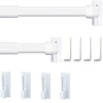 Tringle � rideaux sans per�age lot 2 30 - 50cm r�glable avec adh�sif id�ale pour petites fen�tres blanc ...