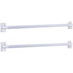 Tringle de vitrage blanche et plate (lot e 2) avec supports adh�sifs sans per�age pour fen�tre pvc ou ...
