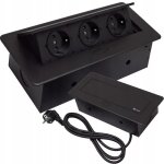 Triple prise �lectrique universel r�tractable encastrable pour plan de travail 265 x 12 x 7 cm