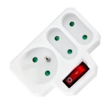 Bloc multiprise - arcotec - triplite 1x16a + 2x6a - interrupteur lumineux - 3 prises - blanc