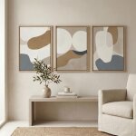 Triptyque sur toile abstrait ? d�coration murale minimaliste japandi tableaux sur toile modernes - 41x61cm ...