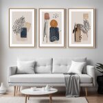 Triptyque tableaux abstraits boh�me?impression sur toile murale minimaliste beige & terracotta 41x61 ...