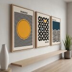 Triptyque tableaux bauhaus g�om�triques?impression sur toile murale moderne minimaliste 41x61 cm avec ...