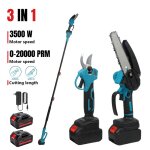 Tron�onneuse �lectrique 3 en 1 de 6 pouces pour branches hautes avec 2 batteries un s�cateur de 40 mm ...