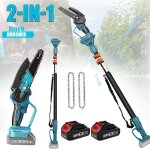 Tron�onneuse �lectrique � p�le t�lescopique 2 en 1 tondeuse �lectrique de 6 pouces 2 batteries pour taille ...