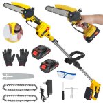 Tron�onneuse scie � perche �lectrique 21v professionnelle 2 batteries longue autonomie pour elagage et ...