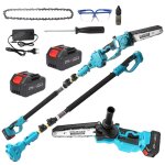 Tron�onneuse t�lescopique 2 - en - 1 mini tron�onneuse 8 pouces avec perche2 batteries de 4000mah sans ...