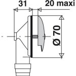 Trop plein complet pour vidage de baignoire  chainette - inox - diamtre 70mm