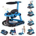 Trotteur b�b� evolutif 7 en 1 costway - hauteur / vitesse r�glables - lumi�res et musique - si�ge amovibleanti ...
