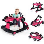 Costway trotteur bb pliable musical 4 en 1 apparence de voiture pousseur hauteur et vitesse rglables ...
