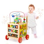 Trotteur en bois r�glable en hauteur avec puzzle et chiffres ouet �ducatif pour b�b� chariot qualit� ...
