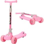 Trottinette 3 roues - ingma - pliable - rose - pour enfant de 3  12 ans