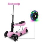 Trottinettes 3 roues scooter pour enfants - yoleo - hauteur ajustable - led roues - rose
