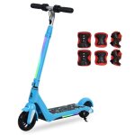 Trottinette electrique bleu �cran led lumi�res n�ons color�s 15 km / h hauteur et vitesse r�glables cadeau ...