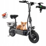 Trottinette �lectrique avec si�ge et panier pliable iscooter f2hauteur r�glable2 vitesses500w7. 8ahgris ...