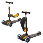 Trottinette enfant 3 en 1 avec siège pliant trottinette 3 roues à led scooter pour garçons filles réglable ... Trottinette enfant 3 en 1 avec siège pliant trottinette 3 roues à led scooter pour garçons filles réglable ...