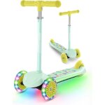 Trottinette enfant 3 - 8 ans avec plateau lumineux roues led pu hauteur r�glable 4 niveaux freinage r�actif ...