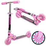 Trottinette enfants - pliable - 2 roues led - hauteur réglable - 3 à 10 ans - rose Trottinette enfants - pliable - 2 roues led - hauteur réglable - 3 à 10 ans - rose