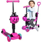 Trottinette enfant yoleo 5 en 1 - roues led - siège réglable - rose Trottinette enfant yoleo 5 en 1 - roues led - siège réglable - rose