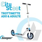 Trottinette m�canique - adulte / ados - beeper city scoot - roues 8 - suspension avant - cadre blanc ...