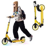 Trottinette pliable aluminium costway - 2 roues lumineuses - hauteurs r�glable - frein arri�reb�quille ...