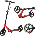 Trottinette pliable rouge ado avec frein au guidon et grande roue hauteur ajustable 3 niveaux 9 - 14 ...