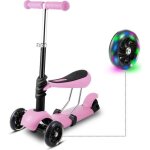 Trottinette scooter enfants avec si�ge amovible roues � led hauteur r�glable 65cm � 77cm rose