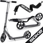 Trottinette urbaine pliable - soke - r�glable en hauteur - grandes roues - frein � pied et � main - charge ...